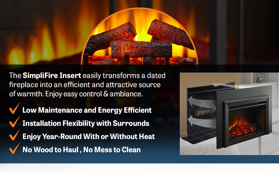 SimpliFire 25" Traditional Electric Fireplace Insert (Model SF-INS25)