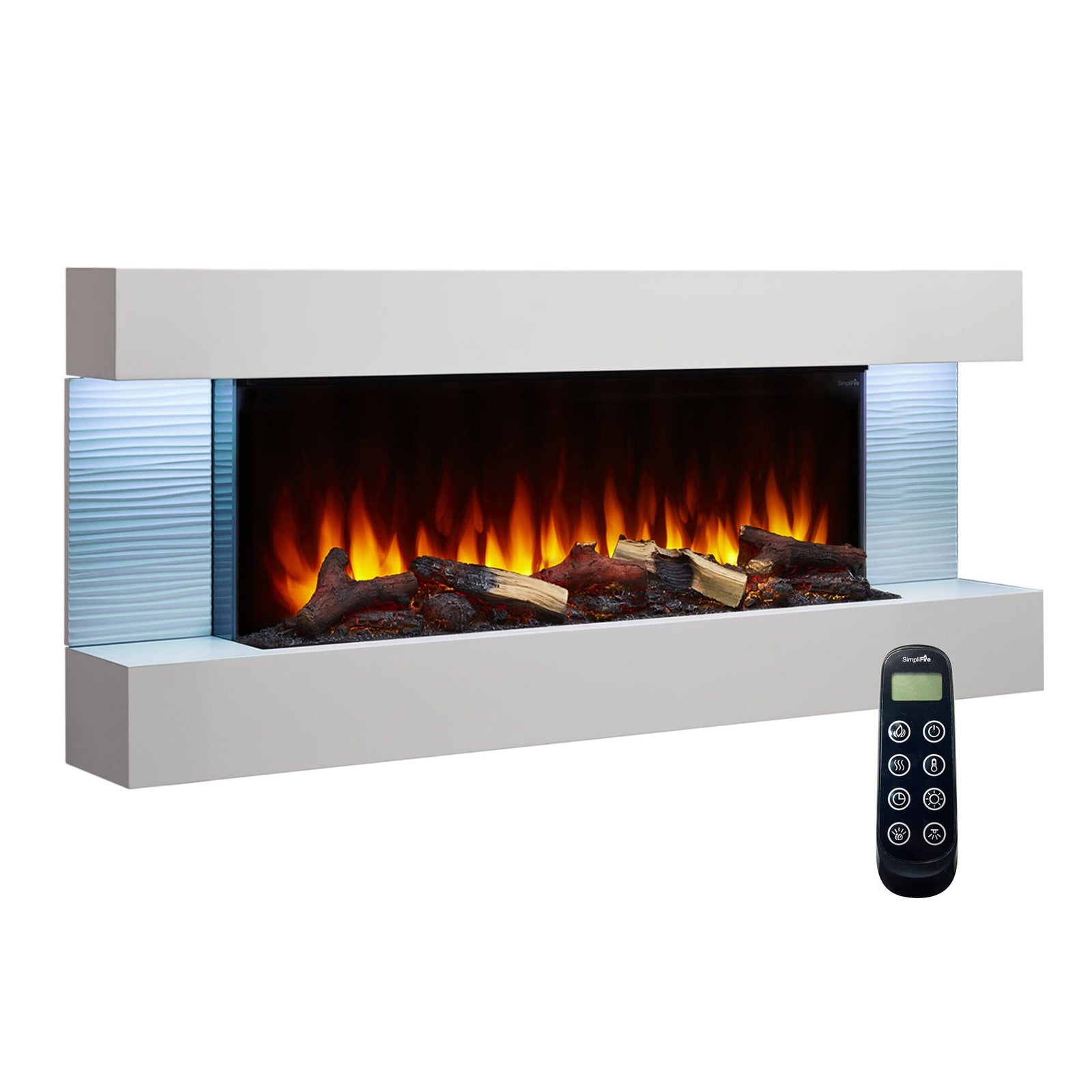 SimpliFire Format 50" Floating Mantel Wall Mount Linear Electric Fireplace (Model SF-FM50-WH)