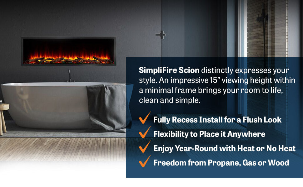 SimpliFire Scion 43" Built-In Linear Electric Fireplace (Model SF-SCN43)