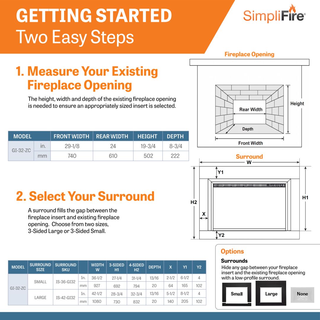 SimpliFire 36" Inception Traditional Electric Fireplace (Model SF-INC36)