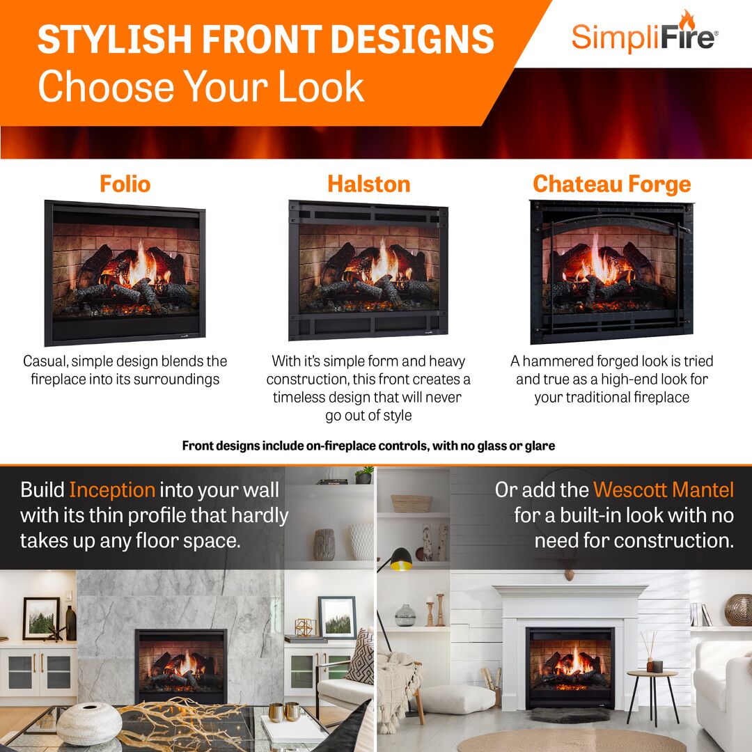 SimpliFire 36" Inception Traditional Electric Fireplace (Model SF-INC36)