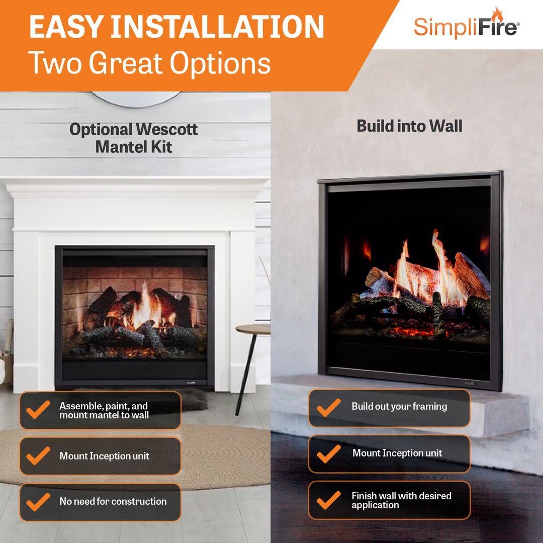 SimpliFire 36" Inception Traditional Electric Fireplace (Model SF-INC36)
