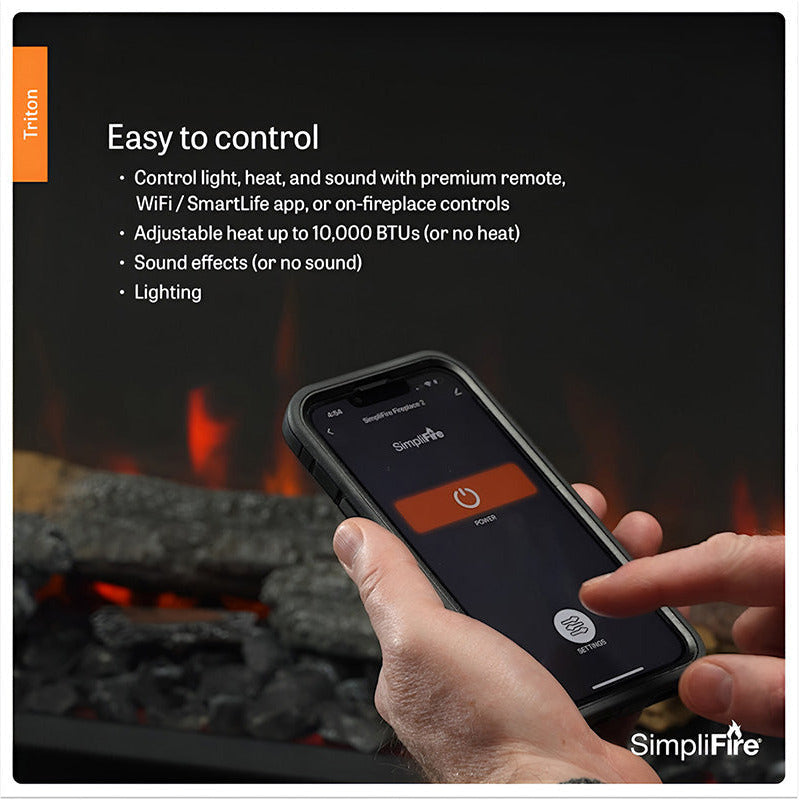 SimpliFire Triton 50-Inch Multi-View Smart Electric Fireplace (Model SF-TR50)