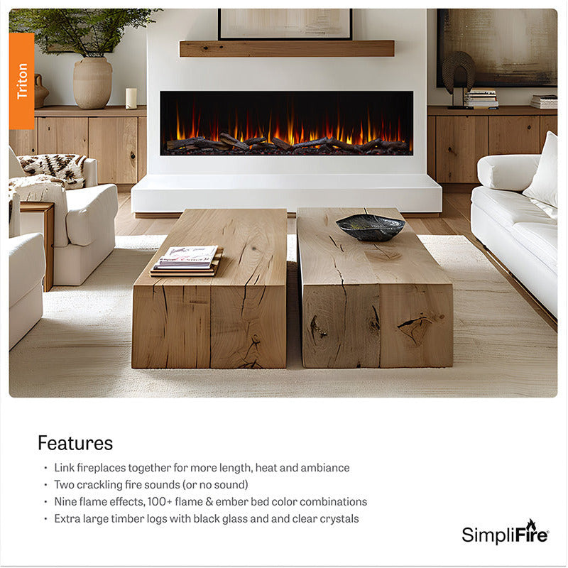 SimpliFire Triton 50-Inch Multi-View Smart Electric Fireplace (Model SF-TR50)