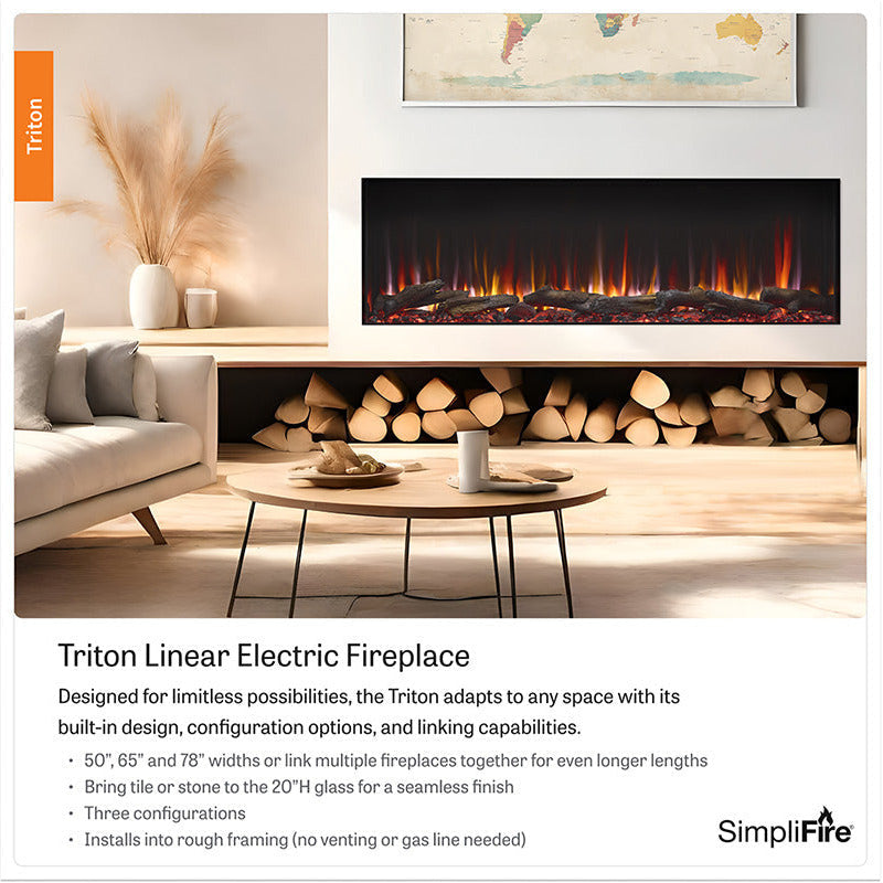 SimpliFire Triton 50-Inch Multi-View Smart Electric Fireplace (Model SF-TR50)