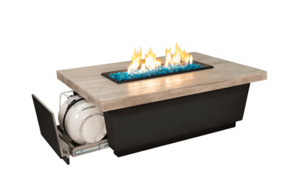 American Fyre Designs Contempo LP Select Long Concrete Fire Table - Reclaimed Wood