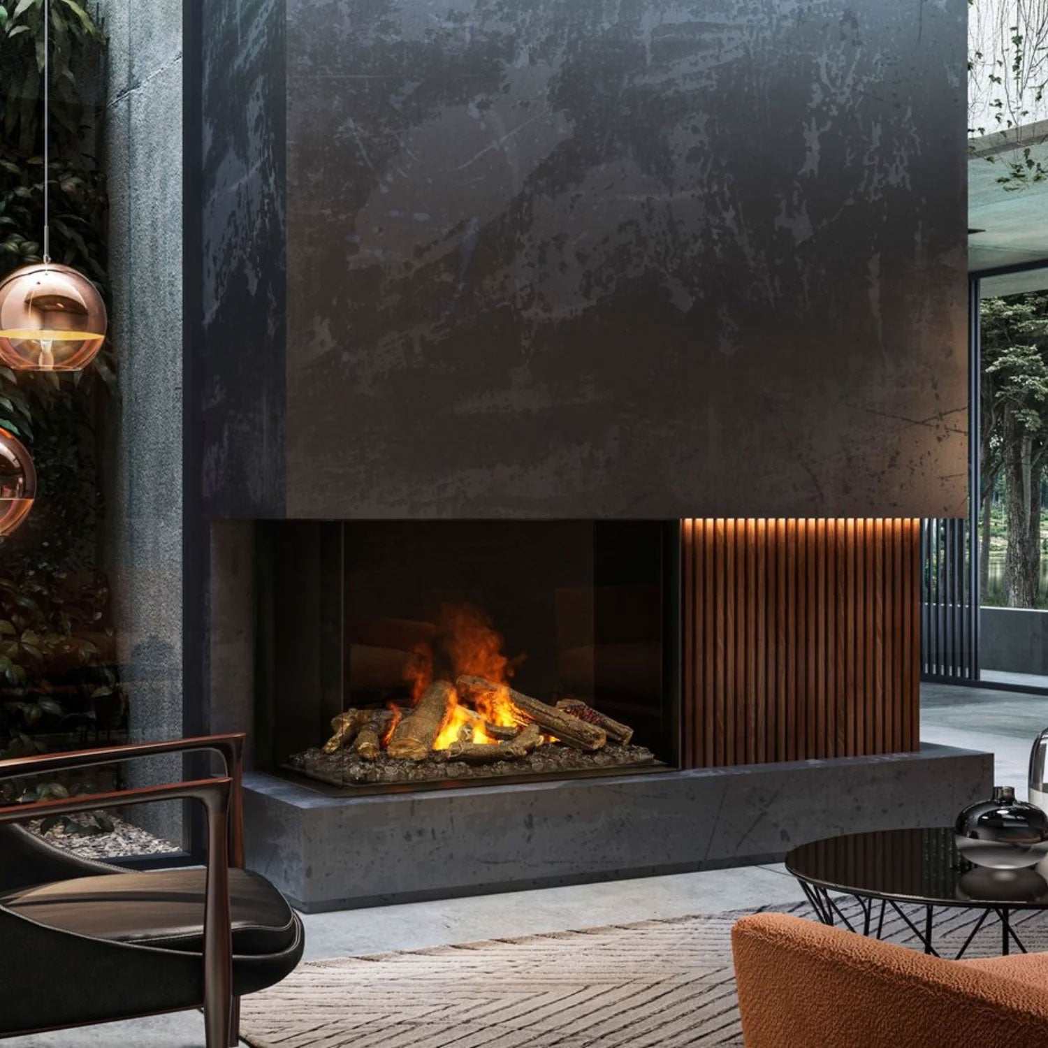 Dimplex Optimyst e-MatriX 37" Two-Sided Built-in Electric Firebox, Left-facing (Model FEF3226L2L)