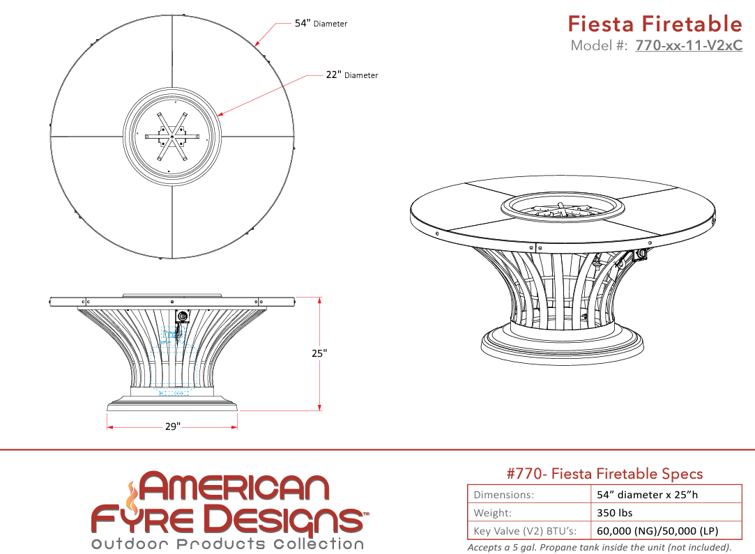 American Fyre Designs Fiesta Concrete Fire Table