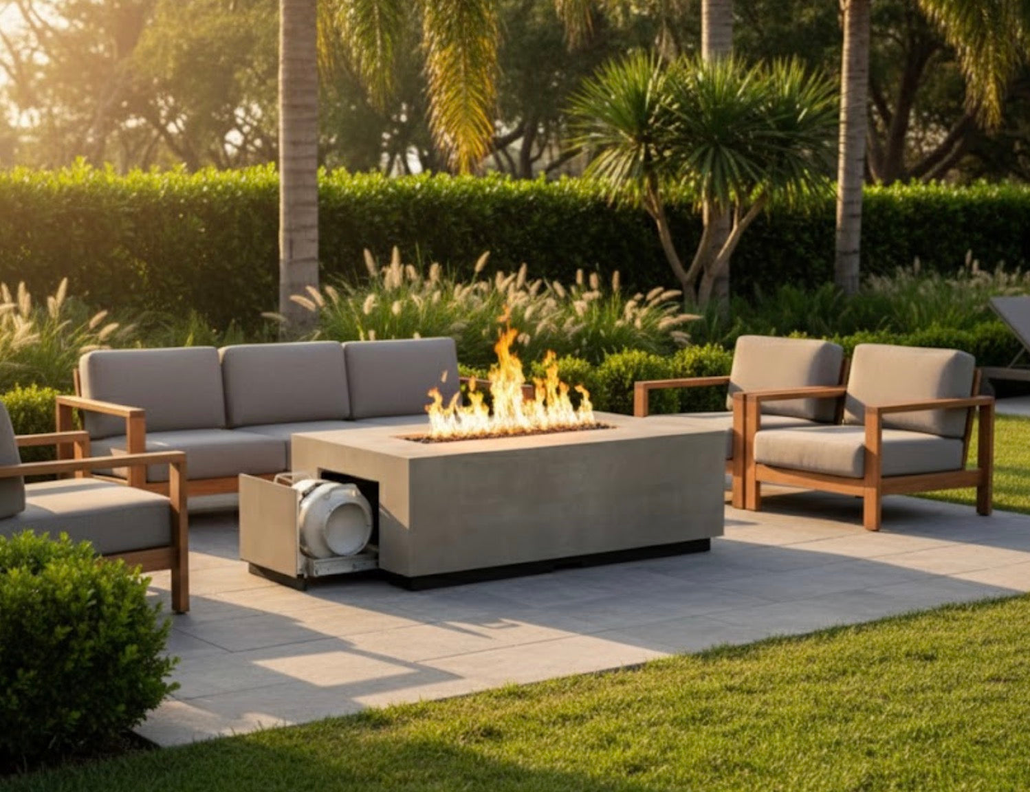 American Fyre Designs Legend LP 60" x 36" Select Concrete Fire Table