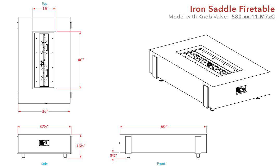 American Fyre Designs Iron Saddle Concrete Fire Table