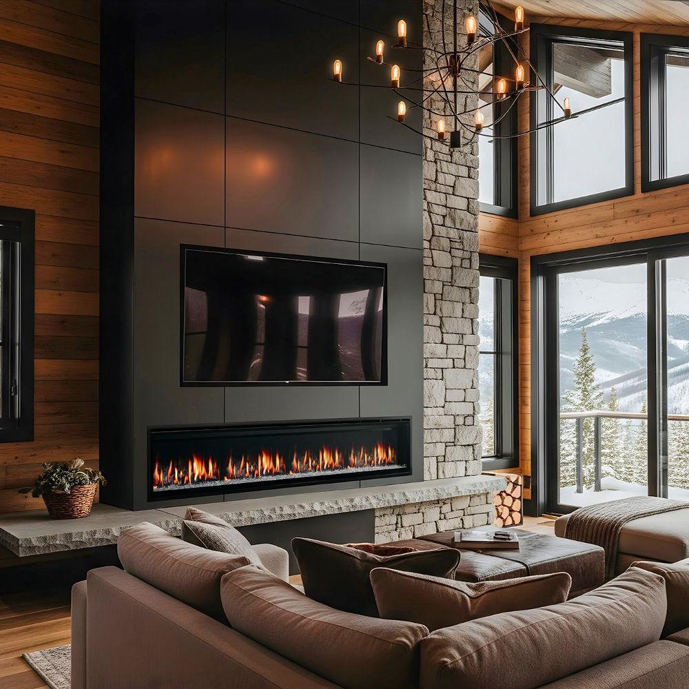 SimpliFire Allusion Edge 100" Linear Built-In Virtual Electric Fireplace