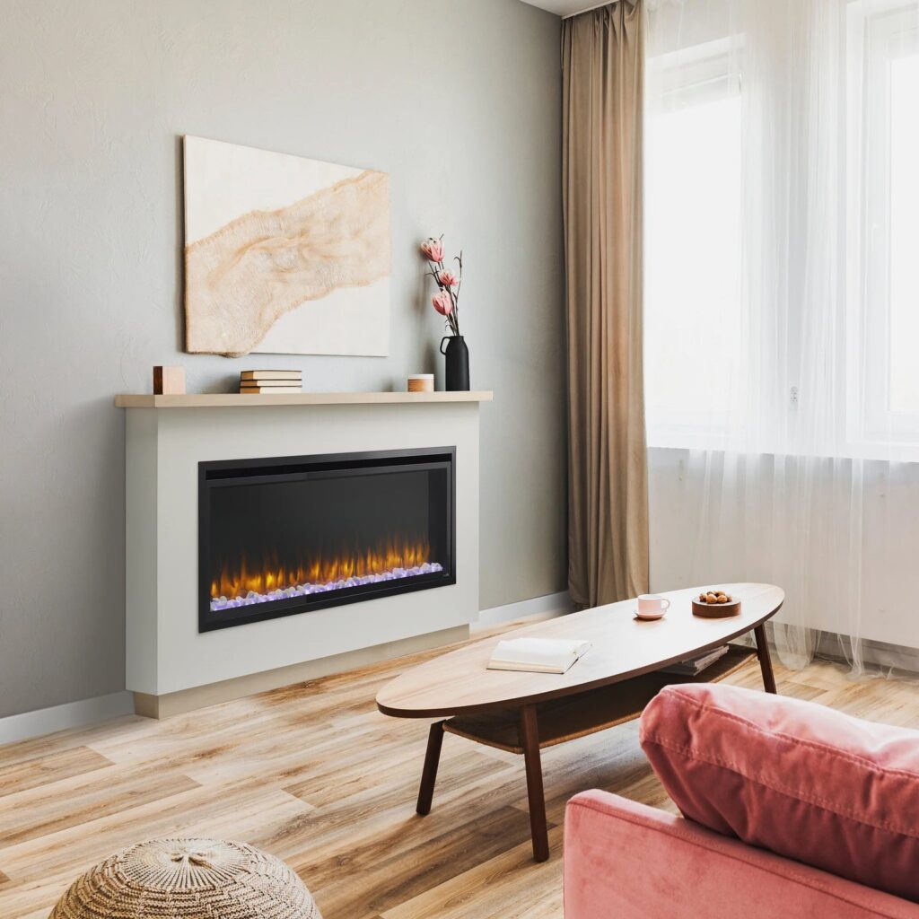 SimpliFire Allusion Platinum 50" Wall Mount/Recessed Linear Electric Fireplace (Model SF-ALLP50-BK)