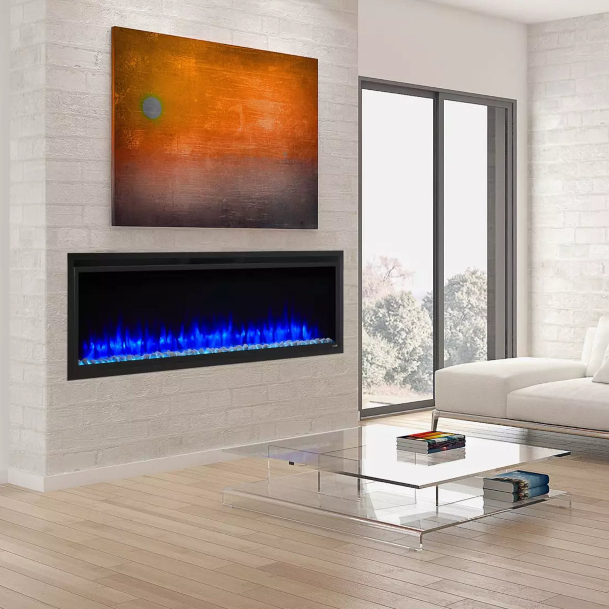 SimpliFire Allusion Platinum 60" Wall Mount/Recessed Linear Electric Fireplace (Model SF-ALLP60-BK)