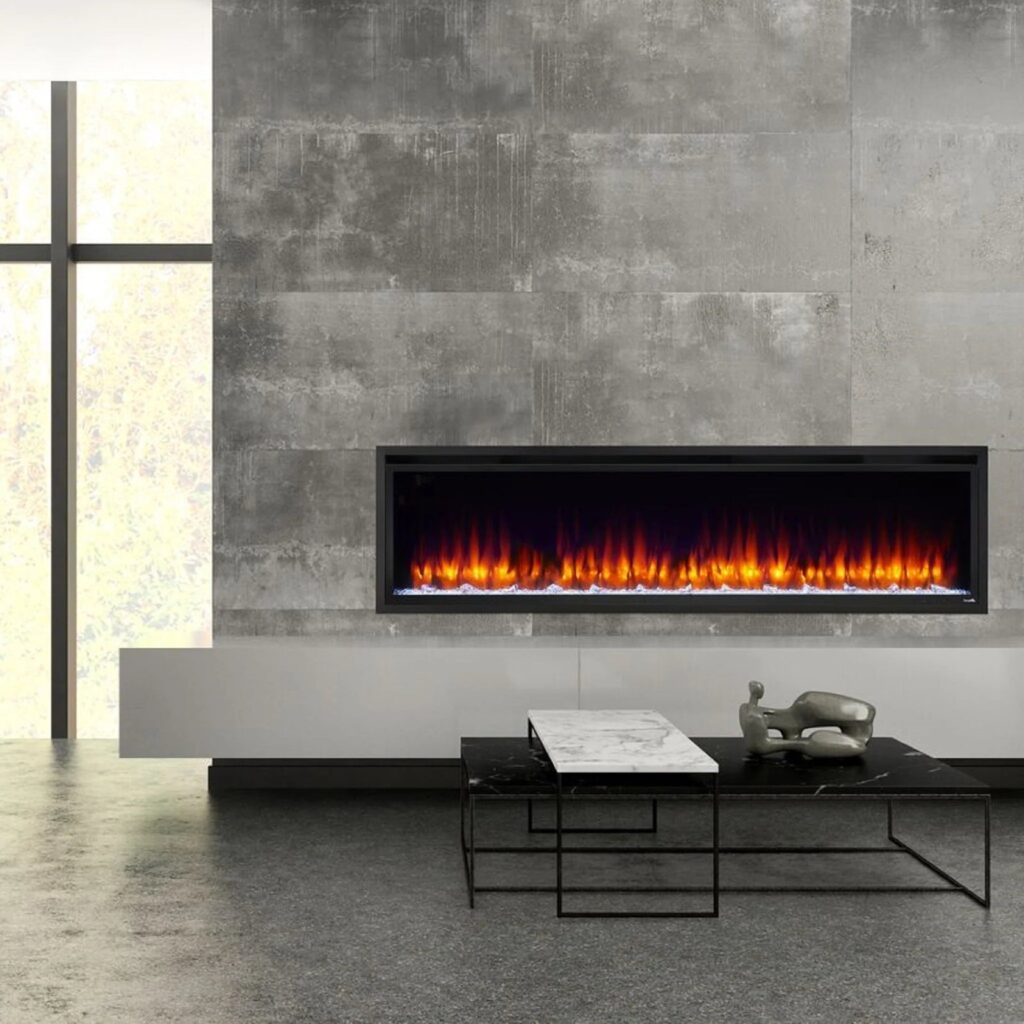 SimpliFire Allusion Platinum 72" Wall Mount/Recessed Linear Electric Fireplace (Model SF-ALLP72-BK)