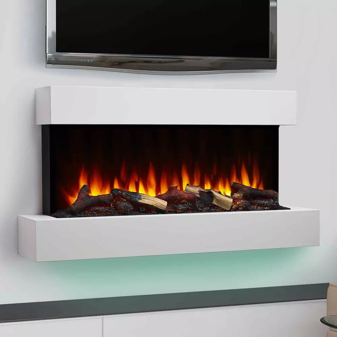 SimpliFire Format 43" Floating Mantel Wall Mount Linear Electric Fireplace (Model SF-FM43-WH)