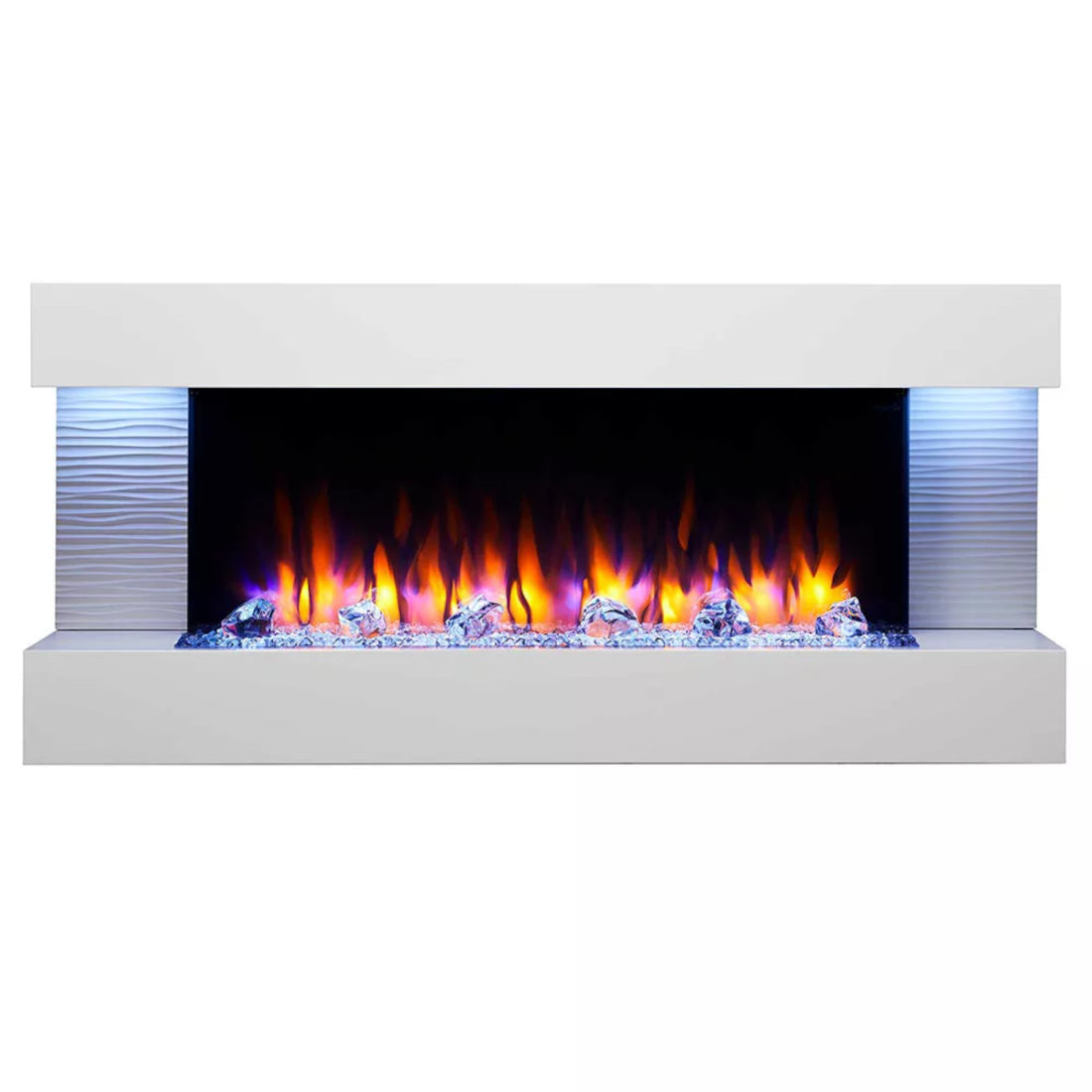 SimpliFire Format 50" Floating Mantel Wall Mount Linear Electric Fireplace (Model SF-FM50-WH)