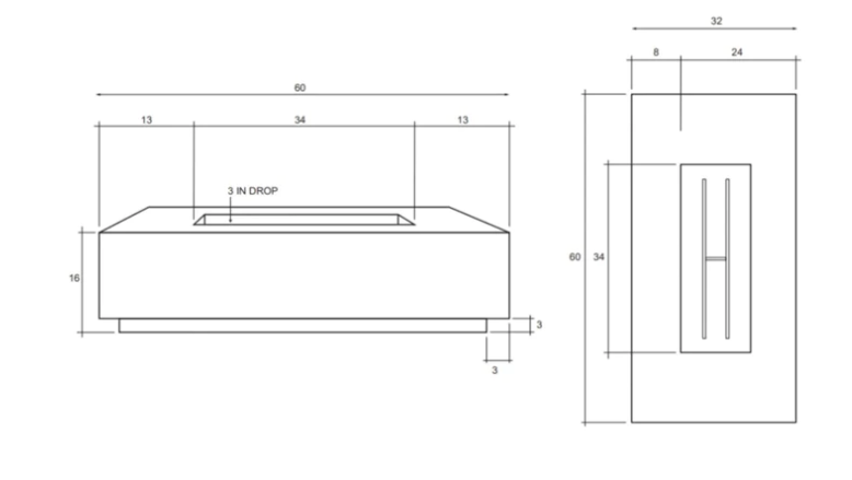 Prism Hardscapes 60" x 32" Tavola 8 Concrete Fire Table