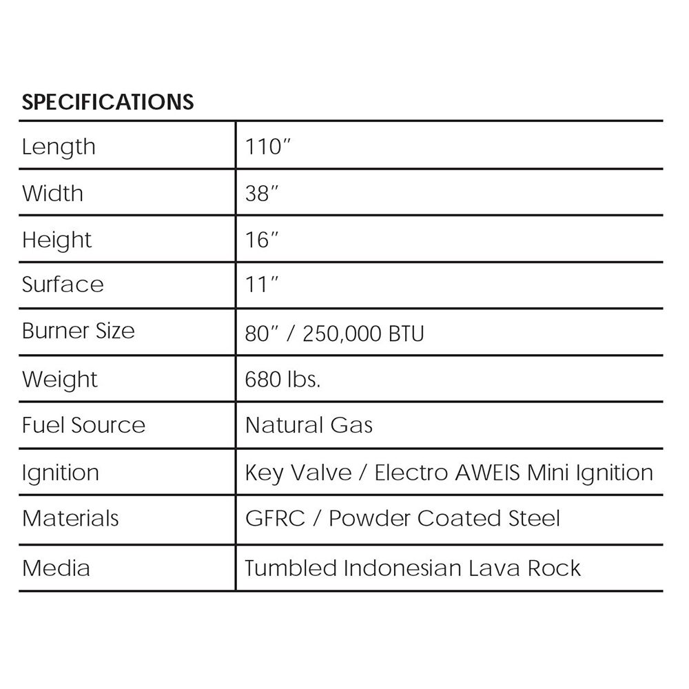Prism Hardscapes Tavola 110 Concrete Fire Table
