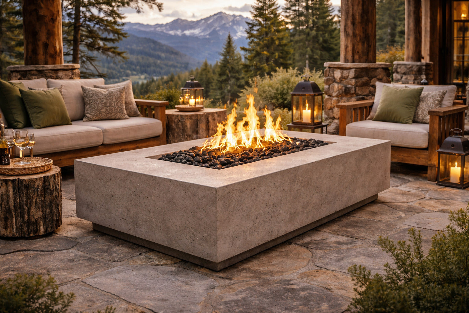 Prism Hardscapes 60" x 32" Tavola 8 Concrete Fire Table
