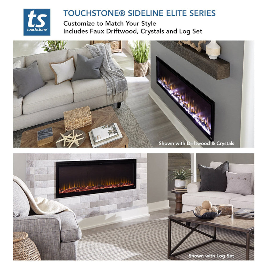 Touchstone Sideline Elite 84" Linear Flush Mount WiFi Smart Electric Fireplace (Model 80050)