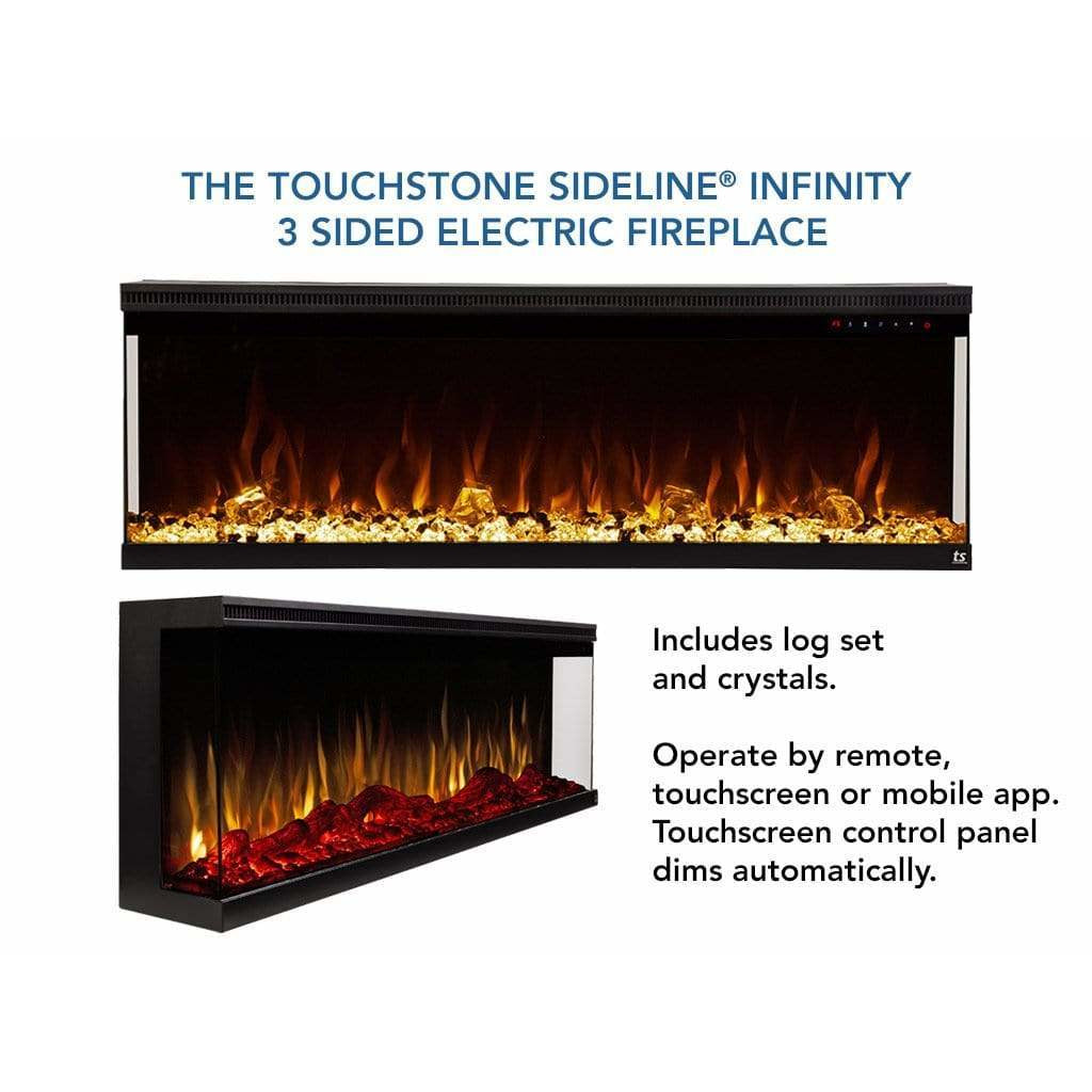 Touchstone Sideline Infinity Pro 50" 3-Sided WiFi Smart Recessed Electric Fireplace (Model 80045)