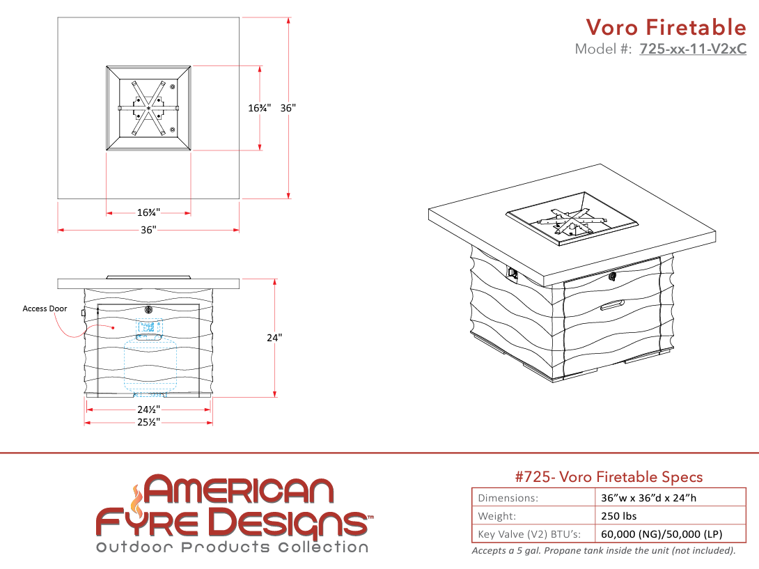 American Fyre Designs Voro Concrete Fire Table